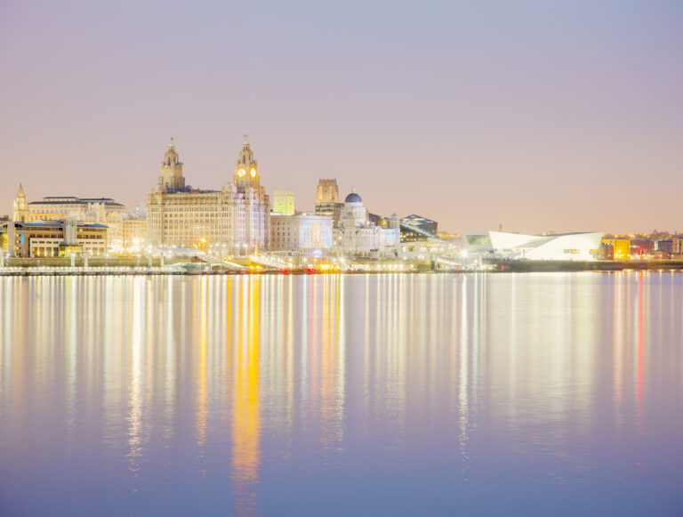 Liverpool waterfront at dusk