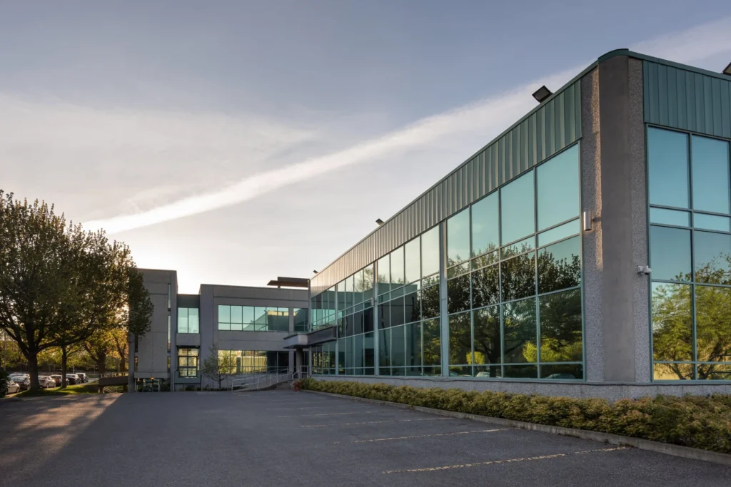 Modern commercial office building with glazed façade